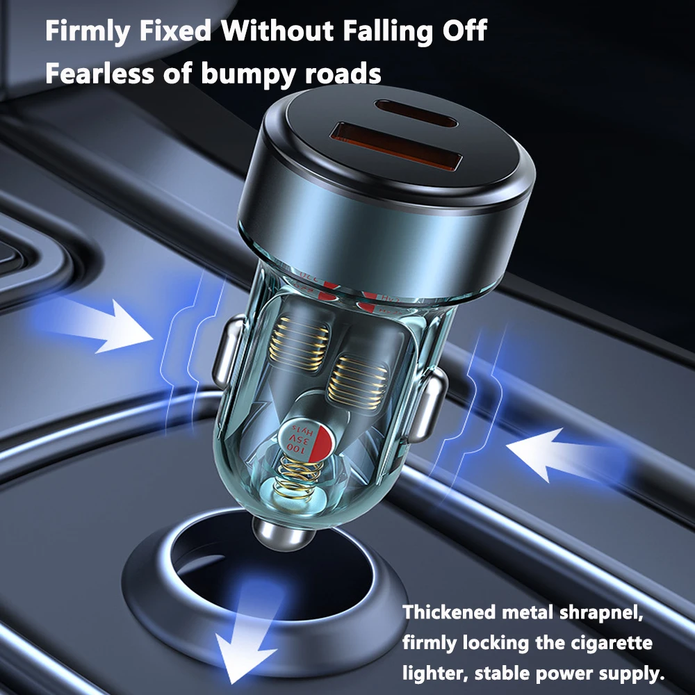 شاحن سيارة عالمي كامل البروتوكول شحن سريع للغاية 100 واط واحد إلى اثنين QC شحن رئيس PD 30 واط شاحن سيارة