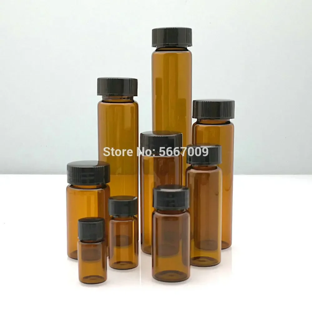 2ml to 60ml Amber Lab Glass sample bottles brown screw-mouth essential oil bottle Lab vial Chemistry Glassware