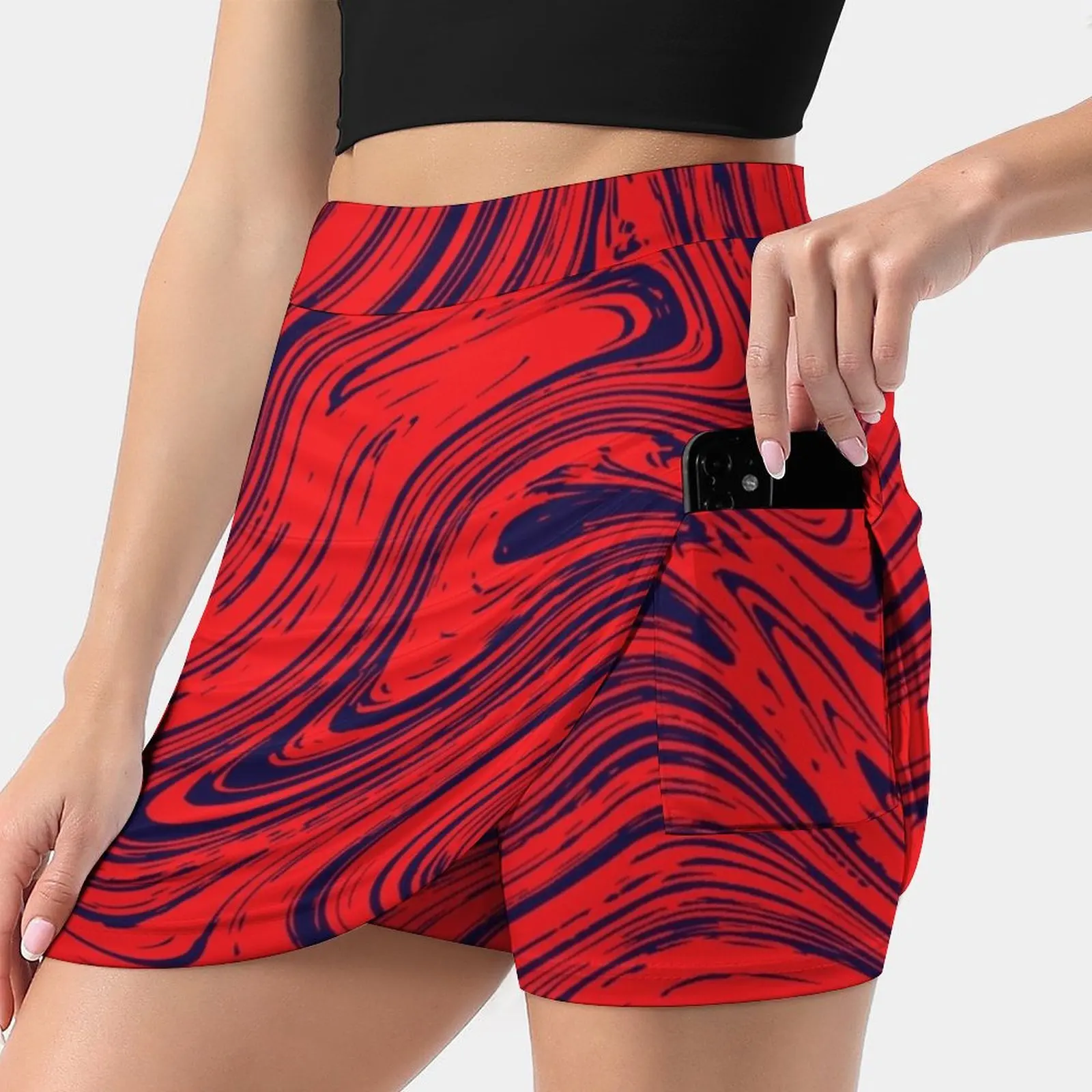 Marble Effect Liquid Lines. Women'S Summer Fake Two Piece Skirts Casual Sports Beach Skirt Girl Skorts Abstract Marble Liquid