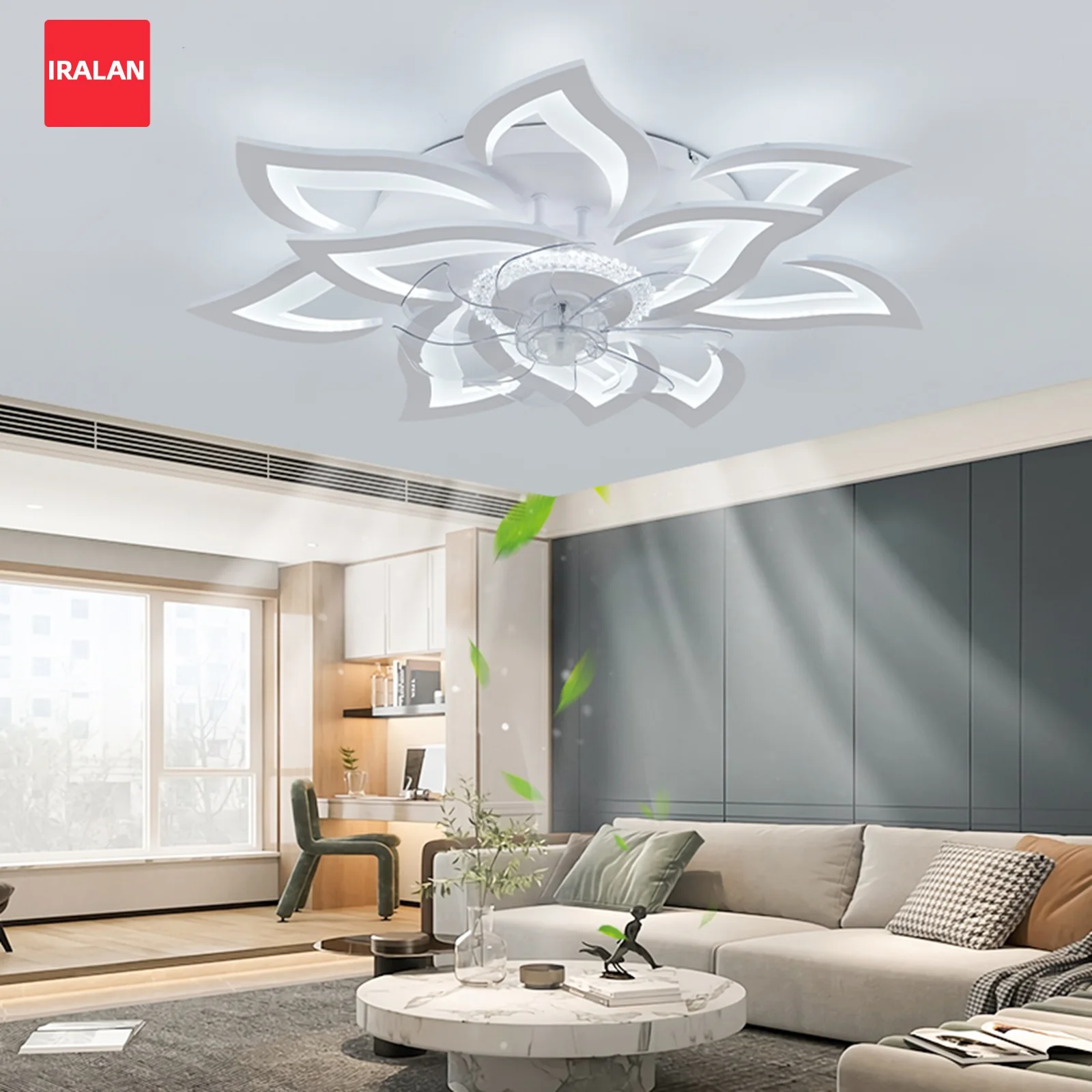 Flower Ceiling Fan with Lighting Home Decoration Nordic Luxury 6 Wind Speed Ceiling Lamp Fan with Remote Control Dimming