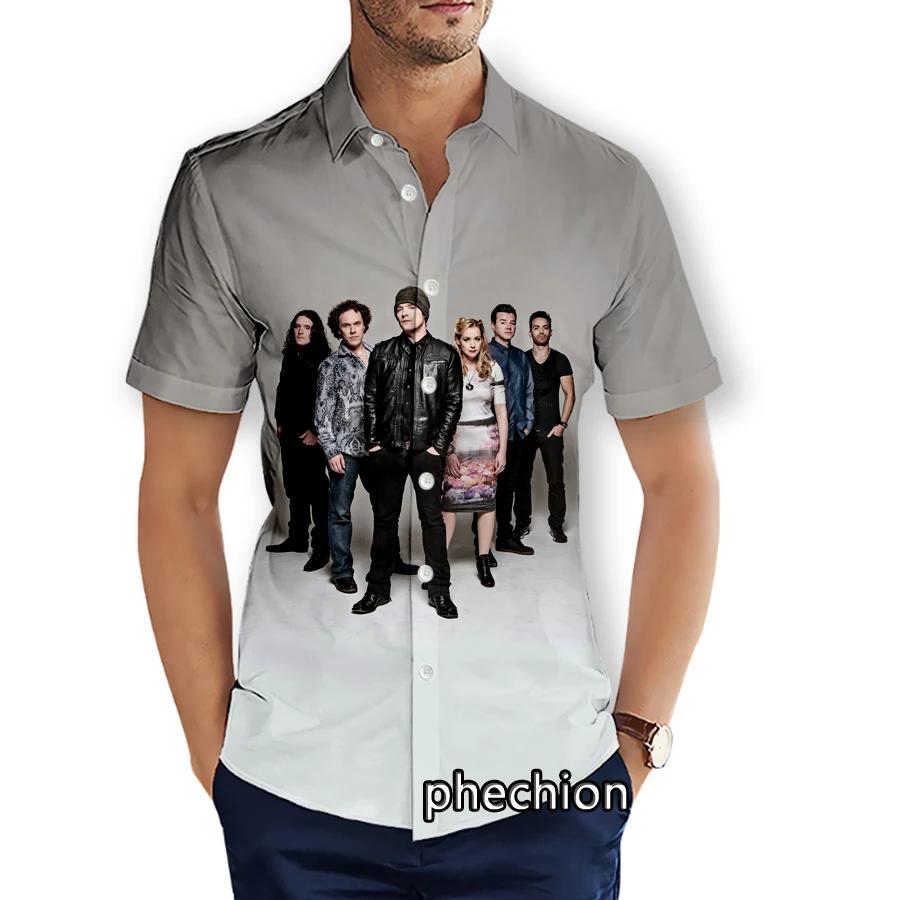 phechion Mens Short Sleeve Beach Shirts Anathema Band 3D Print Casual Shirts Fashion Streetwear Men Tops X264