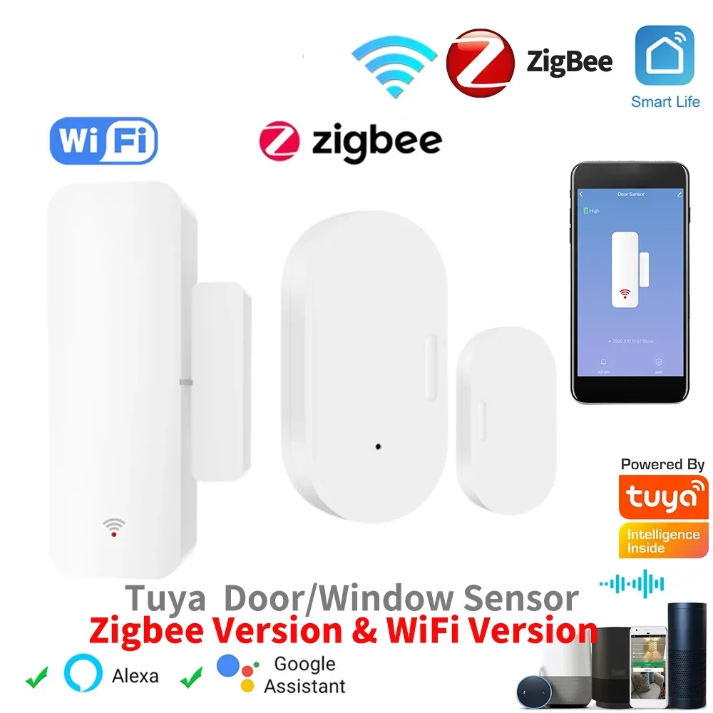 Tuya Zigbee WIFI Door Sensor Window Open Closed Detector Wireless Door Detector APP Remote Control Smart Home with Alexa Google