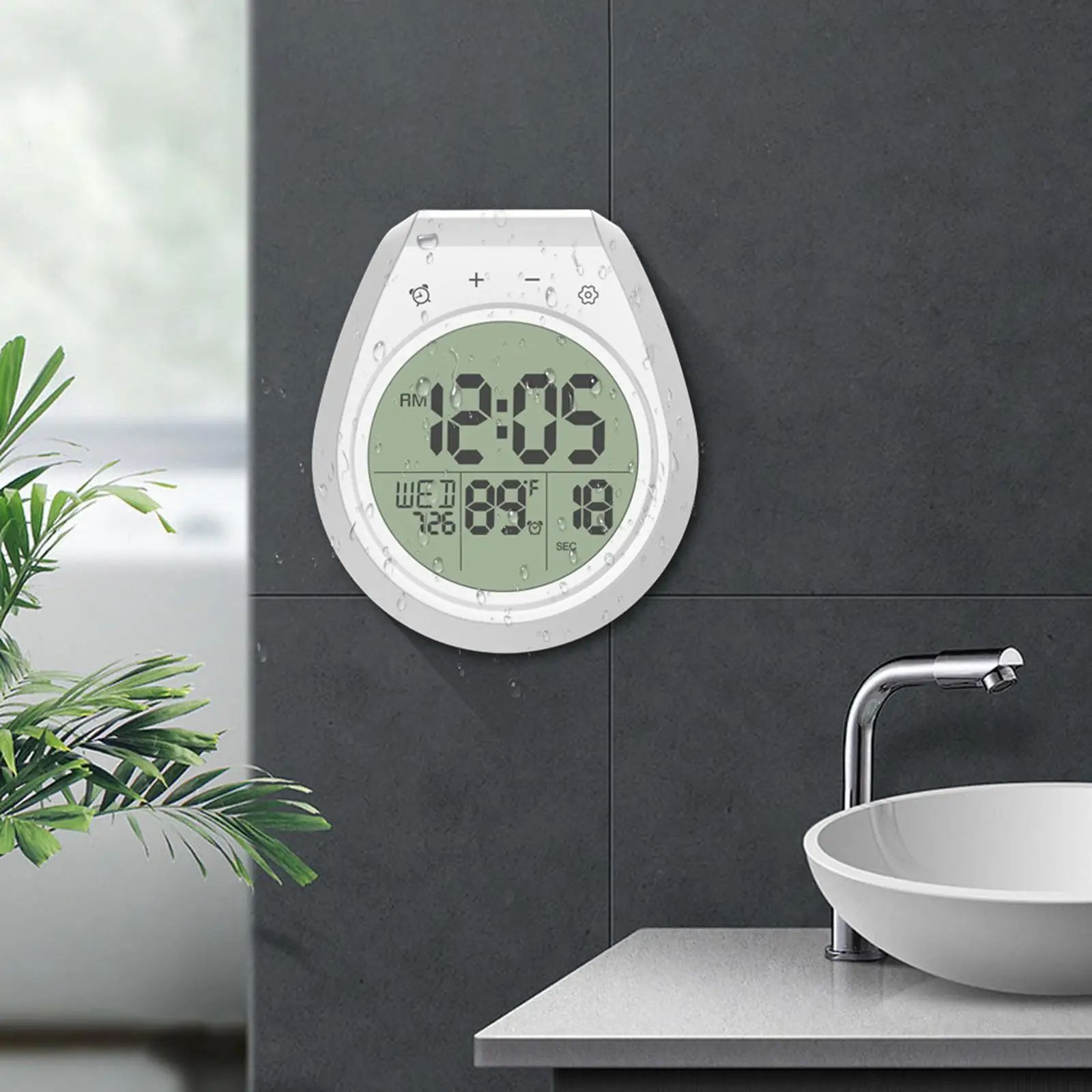 Shower Clock Large LCD Display Touch Screen Timer Waterproof Bathroom Timer Clock Bathroom Clock Wall Countdown Timer for Adults