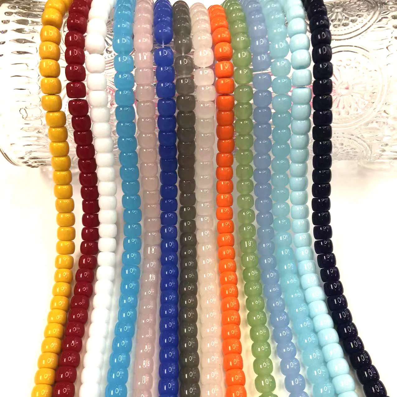 

20pcs 6x8mm Solid Imitation Jade color Glass Beads Barrel Shape Loose Spacer Beads For Jewelry Making DIY Bracelet Necklace