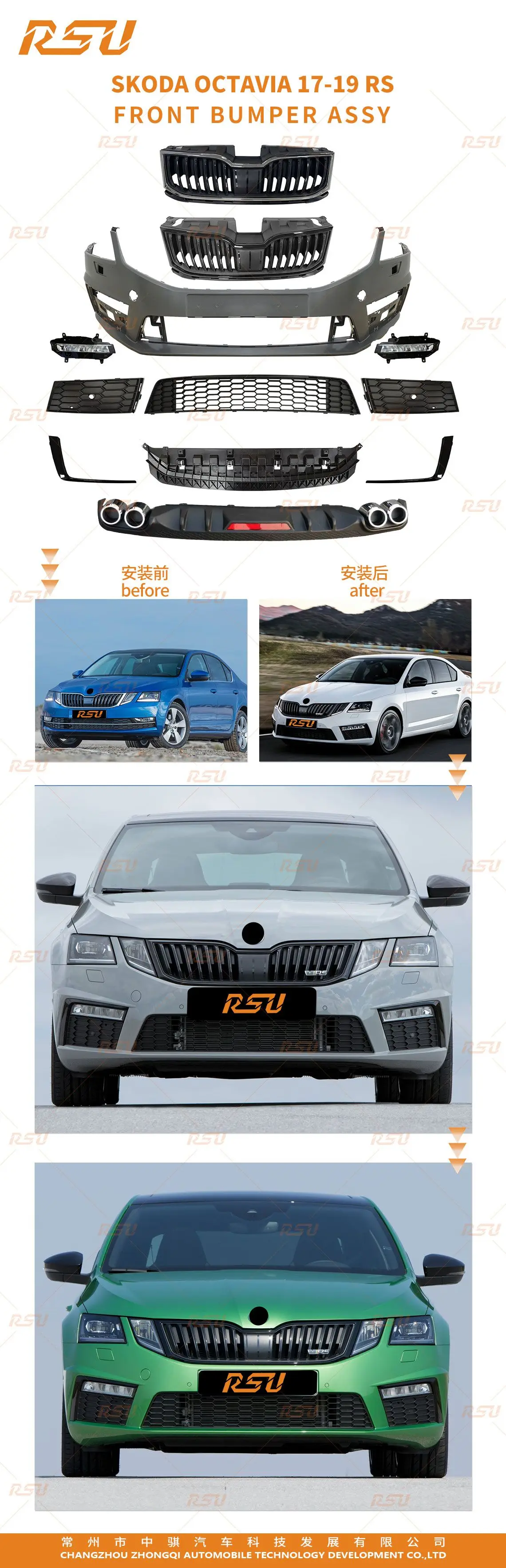 

Auto Retrofit Parts Body Parts Front Bumper Assembly for Octavia 17-19 Bumpers