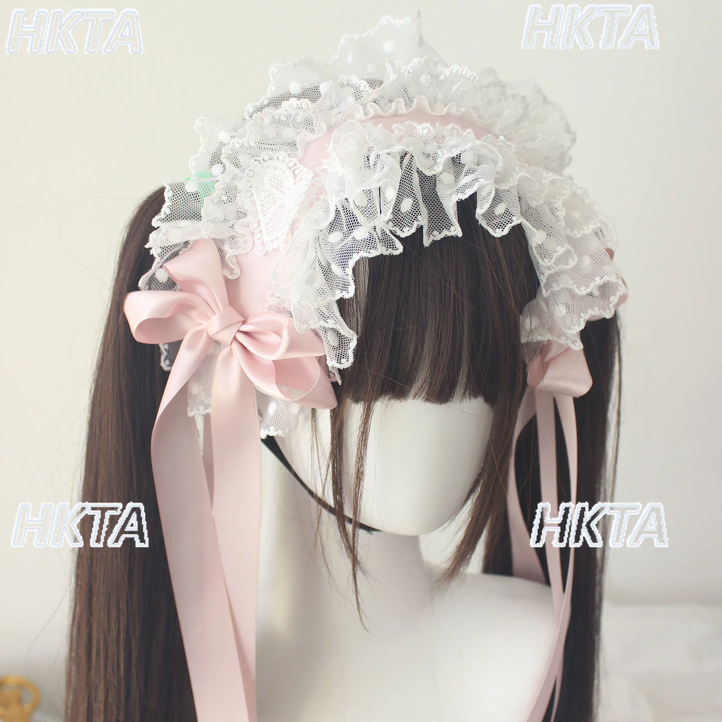 Original mignon esthétique Kawaii Lolita bandeau à pois dentelle soie Satin Ballet Lolita cheveux accessoires Cosplay bandeau filles