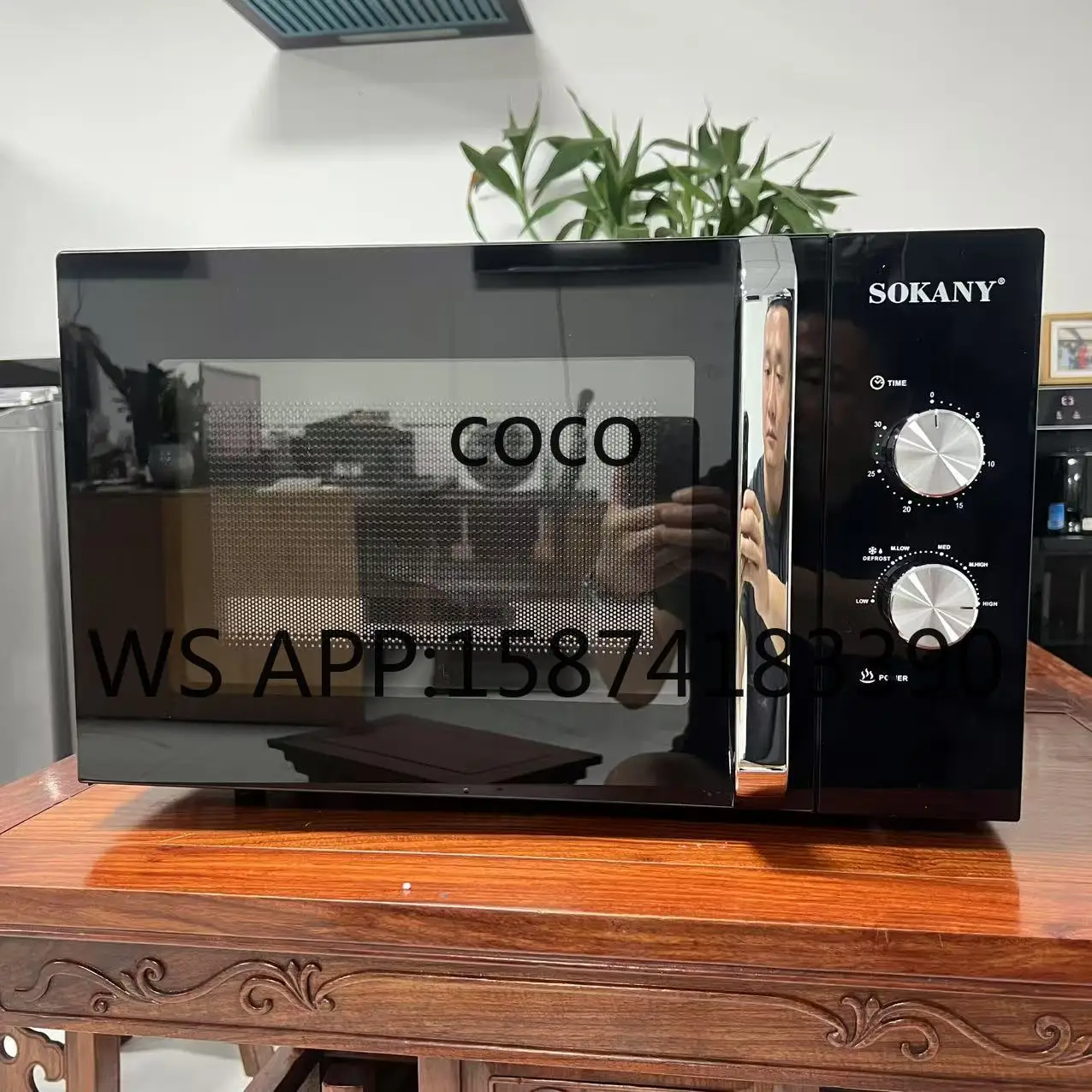Black Countertop Microwave Oven, 30L Large Volume 220V 50Hz 1580W 2450MHz Household Table Top Microwave