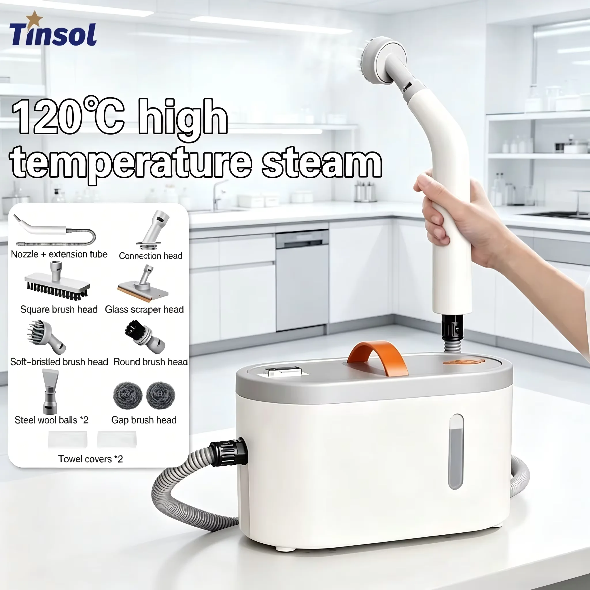 

TINSOL 1200W VHandheld High-Temperature Steam Cleaner, Deep Cleaning and Disinfecting Tool for Kitchen Range Hoods and Glass