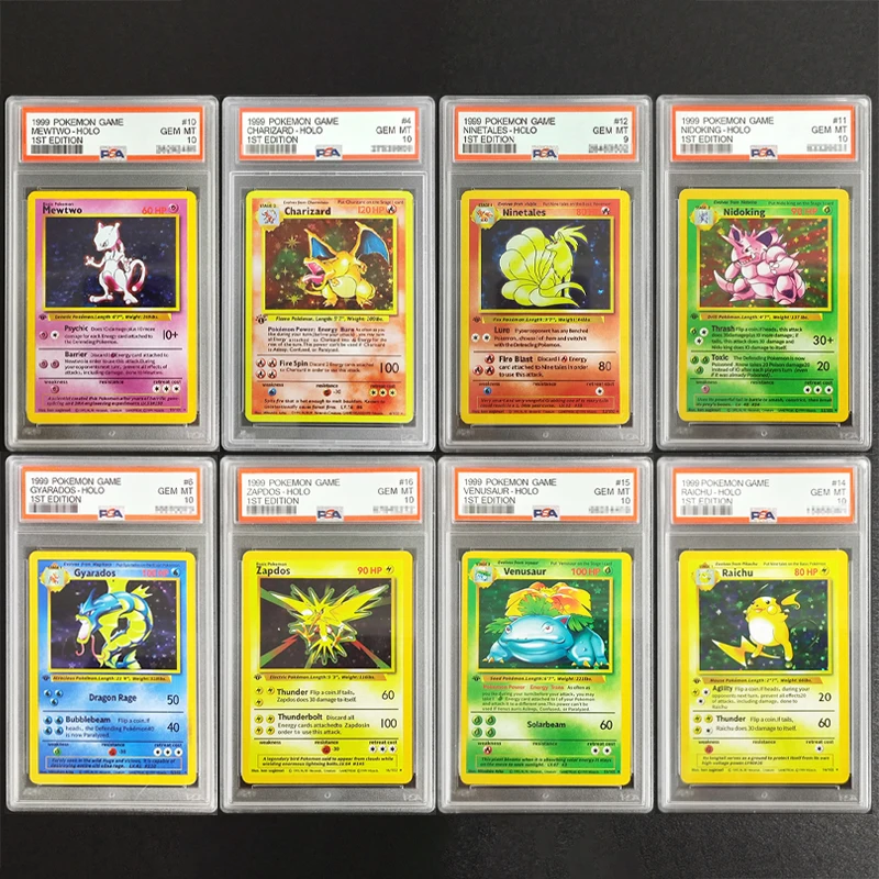 

DIY BKM PTCG English 1999 BKM Game 1ST Mewtwo Charizard Ninetales Blastoise Holo Rating Card 10 Hobby Game Collection Card Toy