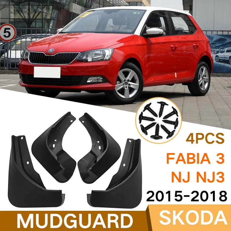 

For Skoda Fabia 3 NJ NJ3 2015-2018 black car mudguard Reduce dust Resist tire dirt car accessories tools