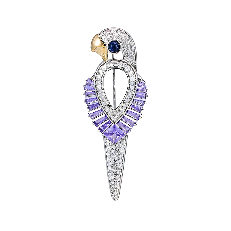 Light Luxury Crystal Parrot Brooch Eco-friendly Copper Plated With Gold Exquisite Fashion Cute Birds Zircon Brooch Birthday Gift