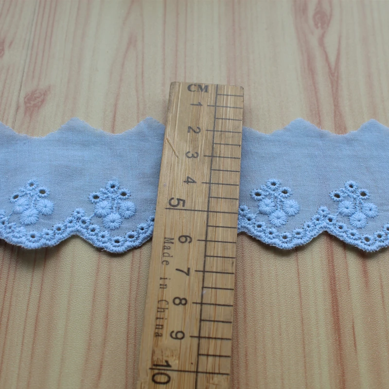 Embroidery Flower Hollow Cotton Cloth Lace Trim, 5Yard, 4.5 cm Wide, Fabric Clothes Cuffs, Skirt Hem Accessories
