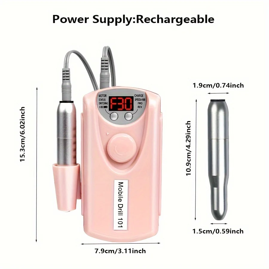 Manicure Nail Drill Machine LCD Display Rechargeable Specially Designed Electric Polishing Nail Removal Machine Nail Sander Kit