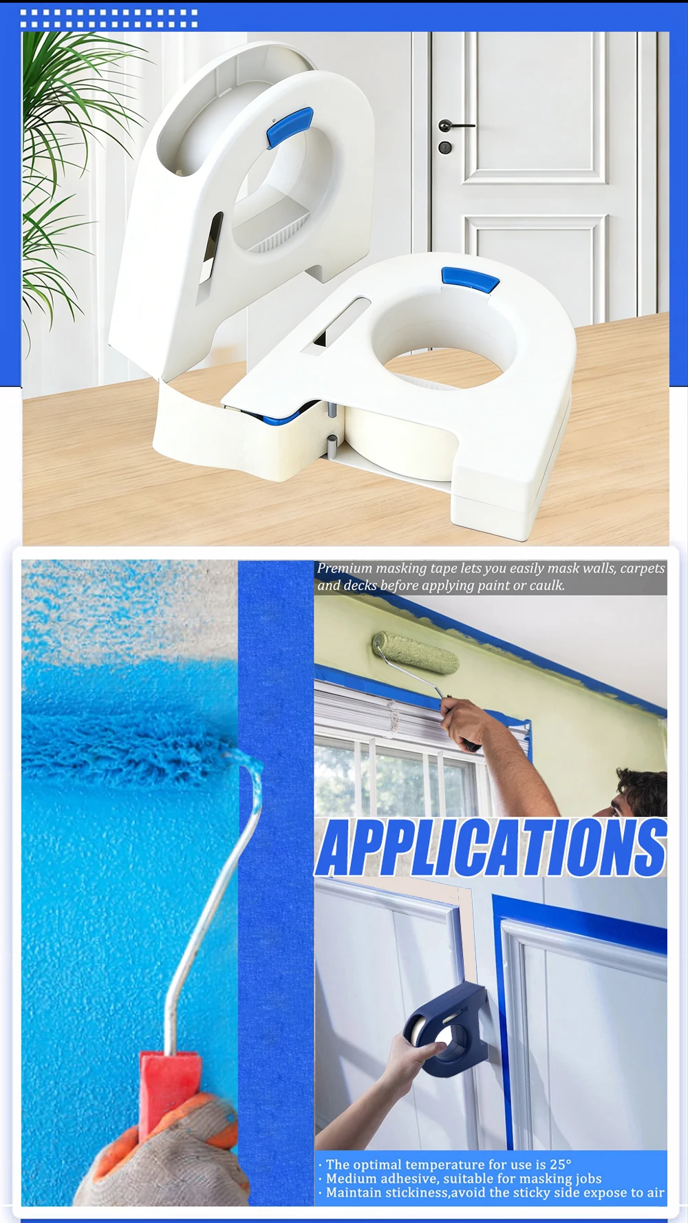 Abklebeband-Applikator Werkzeug Manueller Papierband-Spender für Wandmalerei Verfugungshilfe Heimrenovierung DIY-Werkzeug – Detail 6