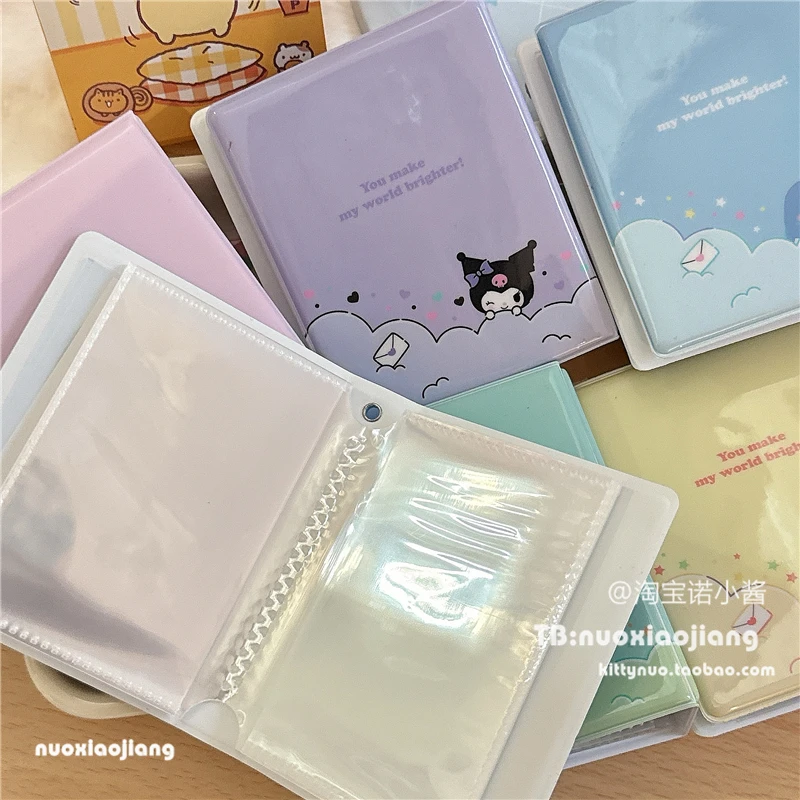 Kawaii Sanrios Mini Photo Album 3 Inch Anime Kuromi Cinnamoroll My Melody Pochacco Pompompurin Tuxedosam Idoll Photocard Holder