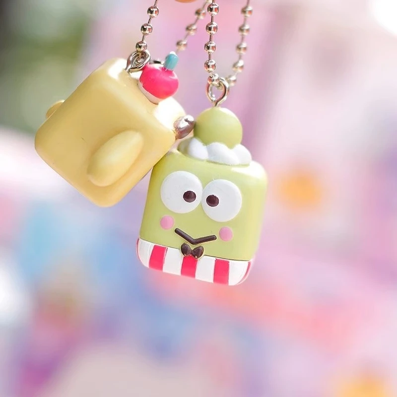 Ciondolo bambola Sanriose Kuromi Pom Pom Purin Pochacco Accessorio per zaino Q Verison con faccia quadrata carina