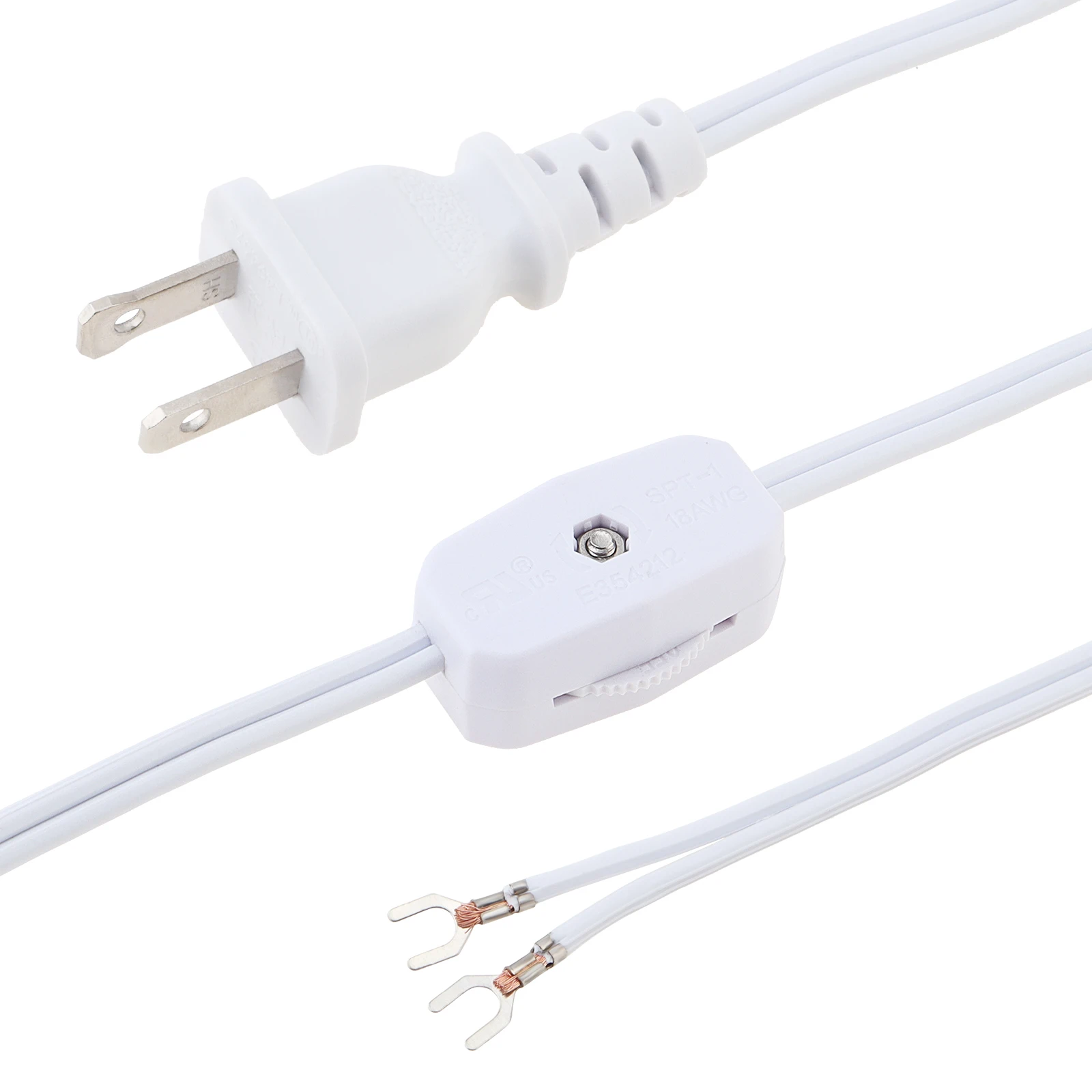 1.8M/6FT Lamp Cord 18AWG Replacement Power Cord for Wiring with Gear Switch, Fork Terminal Lighting Accessories