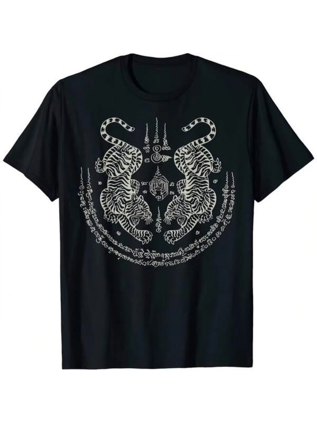 Men's Women T-shirt Summer Thai Traditional Sak Yant Twin Tigers Muay Thai Shirt Youth Vintage Tee Oversize Unisex Clothing Tops