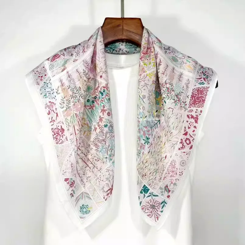 14 مومي 100% وشاح حريري حقيقي طبيعي المرأة باندانا أوشحة مربعة التفاف منديل التوت الربيع موضة عالية الجودة الحجاب 65 سنتيمتر #3