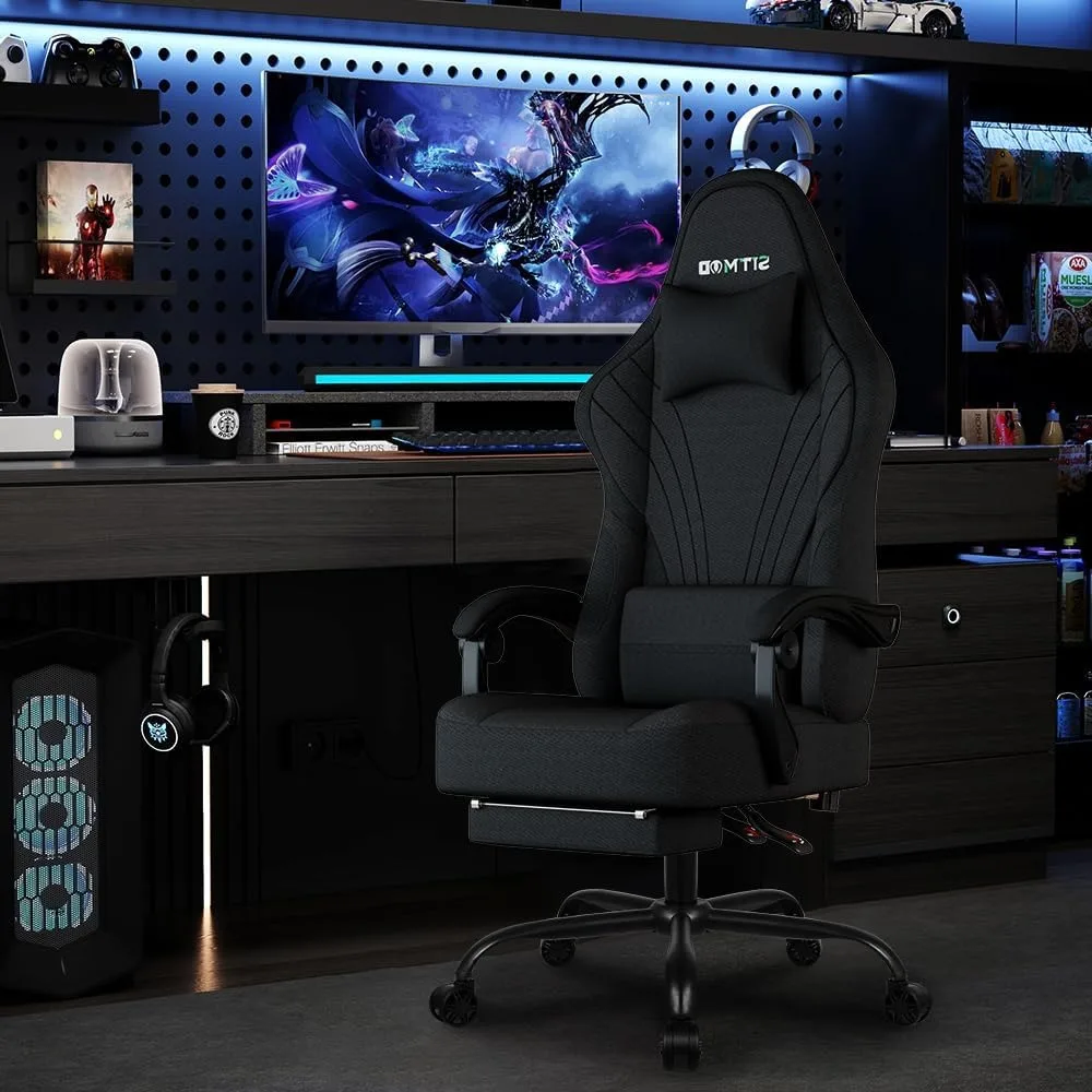 Gaming Chair Ergonomic Computer Chair with Footrest, Big Tall PC Gamer Chairs with Headrest and Massage Lumbar Support