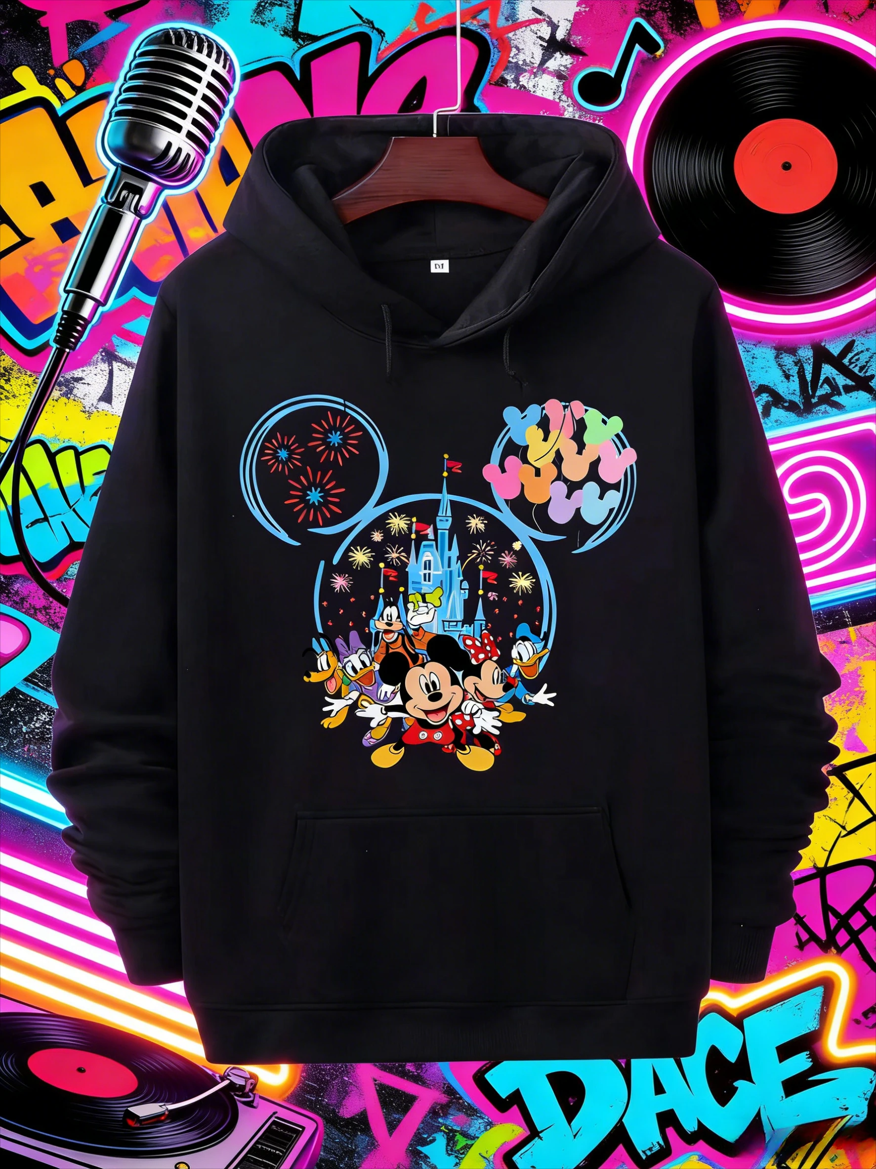 

DisneyРетро Замок Микки Фейерверк Микки Маус Пуловер Ретро Парк Дизайн Толстовка День Рождения Мужские и женские уличные топы