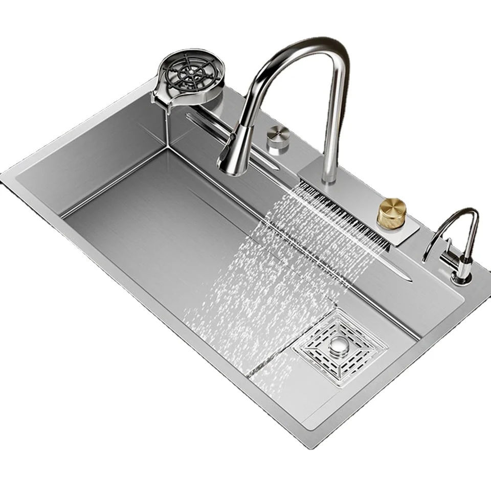 Hot Sale TikTok Smart Stainless Steel Single Bowl Kitchen Brushed Large Multifunctional Kitchen Sink