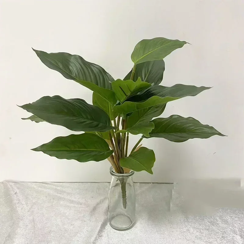 15 Zoll große künstliche Pflanze, tropischer Monstera-Palmenzweig, künstliches Schildkrötenblatt, künstliche Plastikpalme für Haus, Garten, Bürodekoration – Detail 13