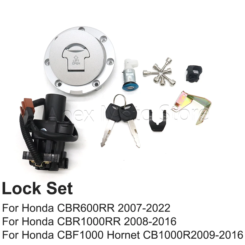 For Honda CBR600 CBR1000 RR CBR600RR CBF1000 Hornet CB1000R Motorcycle Ignition Switch Lock Fuel Gas Cap Tank Cover