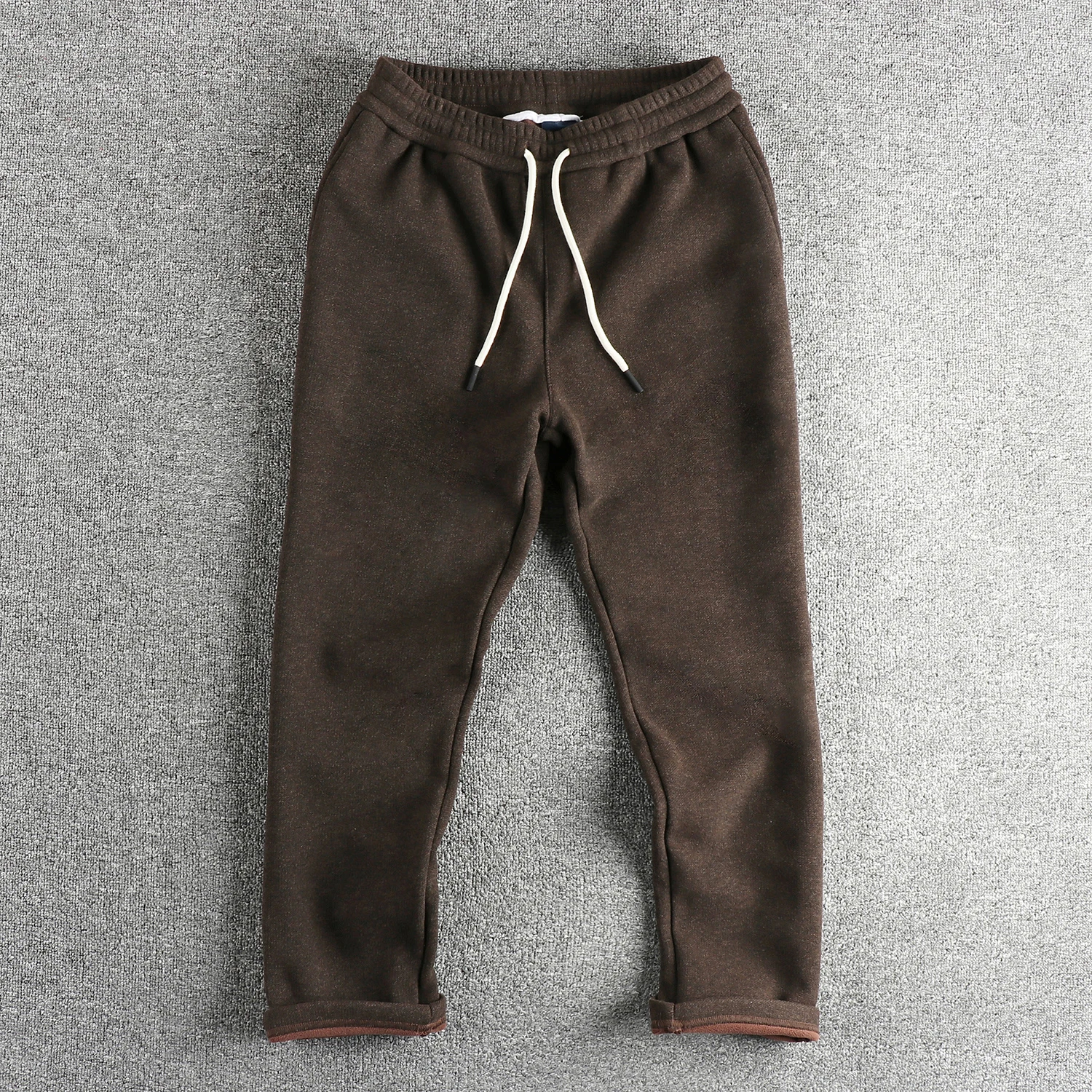 Heavy Sheep Wool Blend And Fleece Extra Thick Lock Warm Casual Sweatpants Men's Loose Straight Leg Plus Size Tracksuit Pants