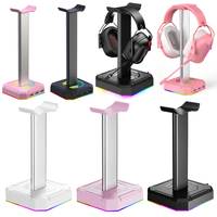 RGB Headphones Stand Holder Desk Gaming Headset Cool Display Space Saving Headset Stand Rack Desktop Organizer Earphone Bracket