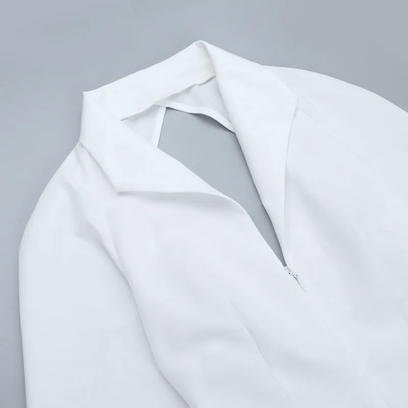 Women Fashion Sexy Lapel V Neck Long Sleeve Bodycon Clubwear Autumn Lace Up Backless Ruched Tie Ribbon Mini Shirt Dress