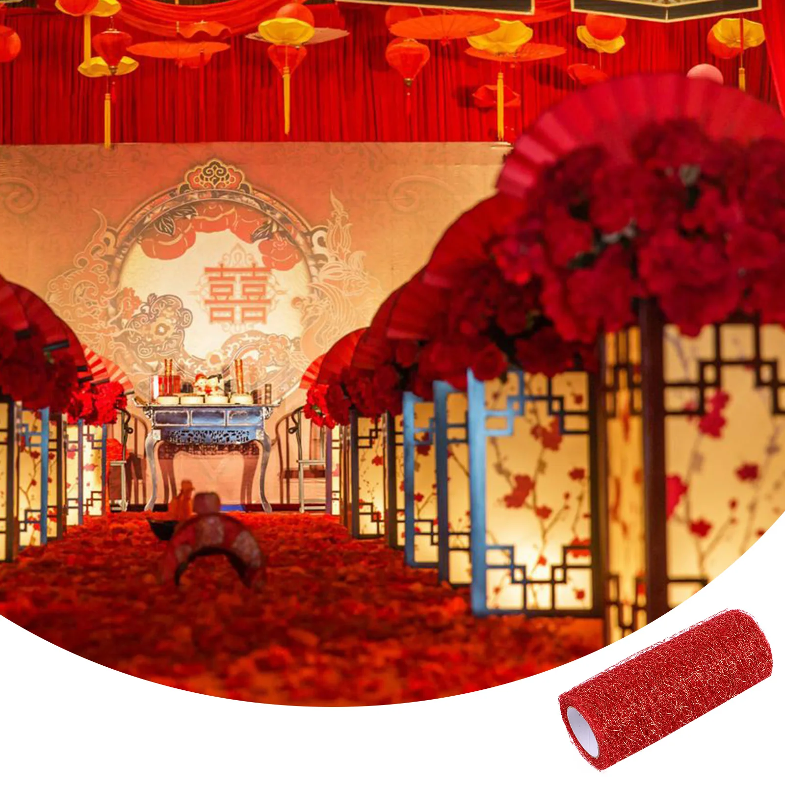 

2Pcs Thread Mesh Ribbon Roll Durable Polyester Creative DIY Craft Mesh for Wedding Party Decoration