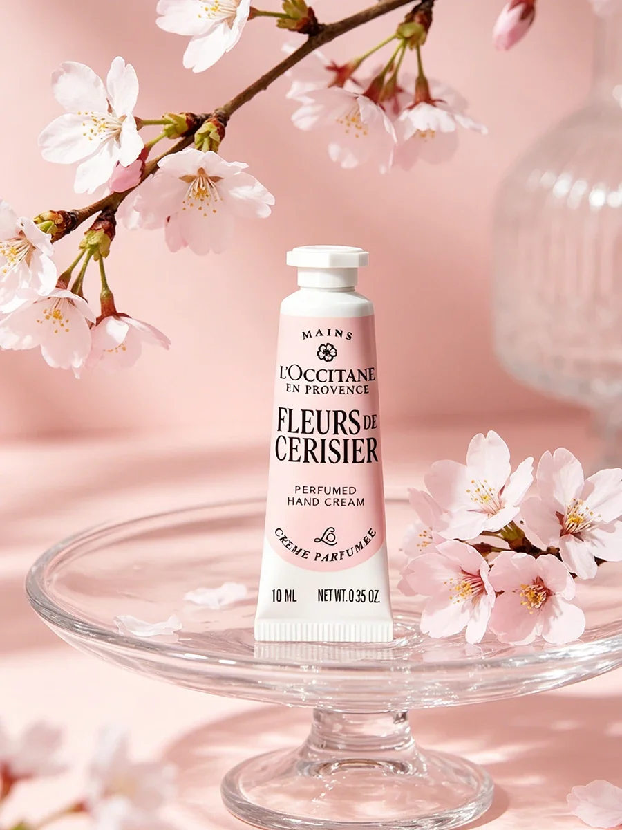 L'Occitane Cherry Blossom Hand Cream 10ml Portable Size Luxury Moisturizing Hand Cream Floral Scent For Dry Cracked Hands Travel