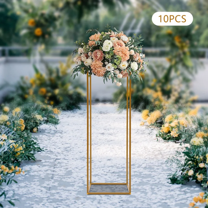 4Pcs/8Pcs Gold Frame Backdrop Stand Rectangular Metal Flower Rack For Wedding Birthday Party Backdrop Decor