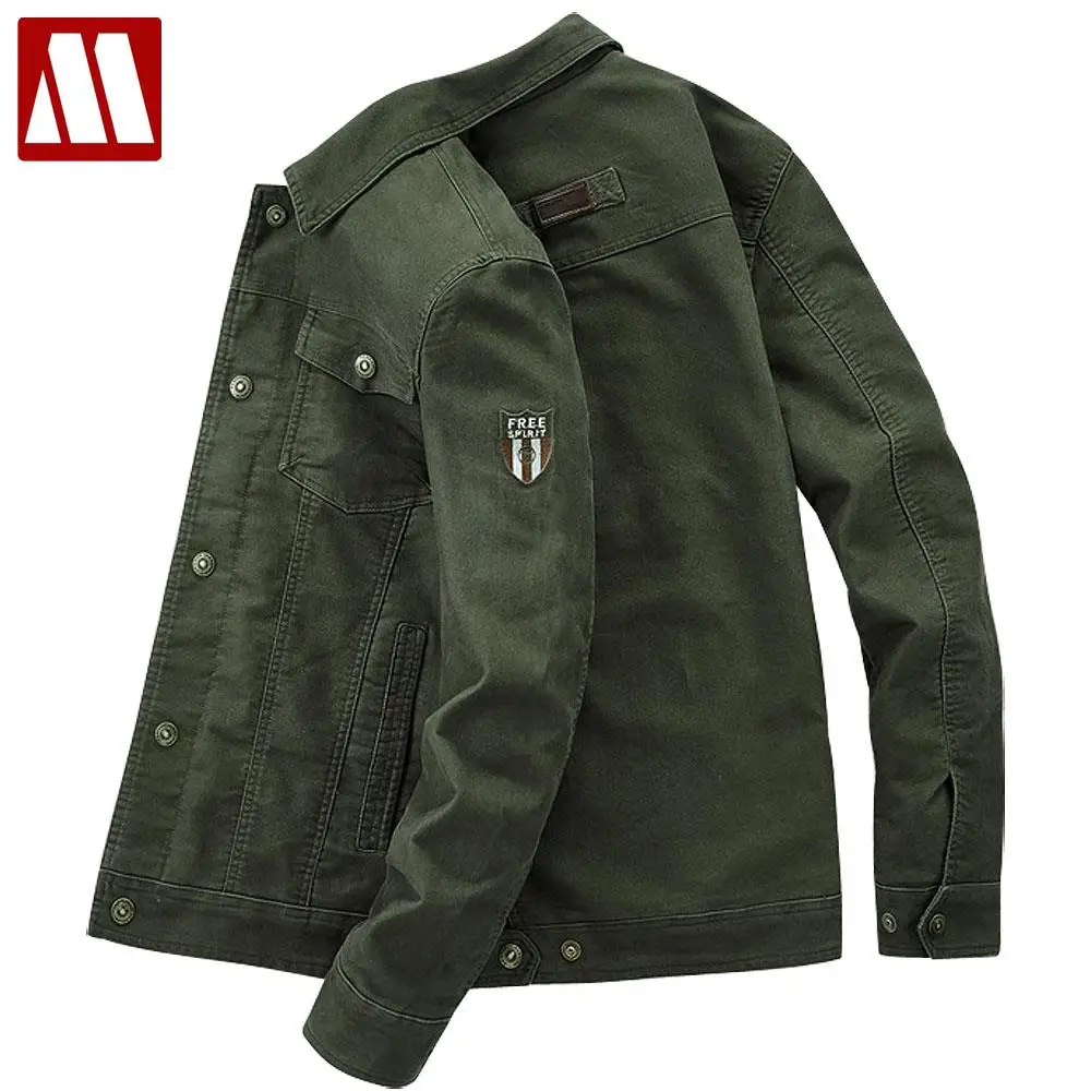 

Plus 8XL Spring Fall Jacket Men 100% Cotton Business Casual Cargo military Multi-pocket Jackets Coats Male Chaqueta Hombre MW023