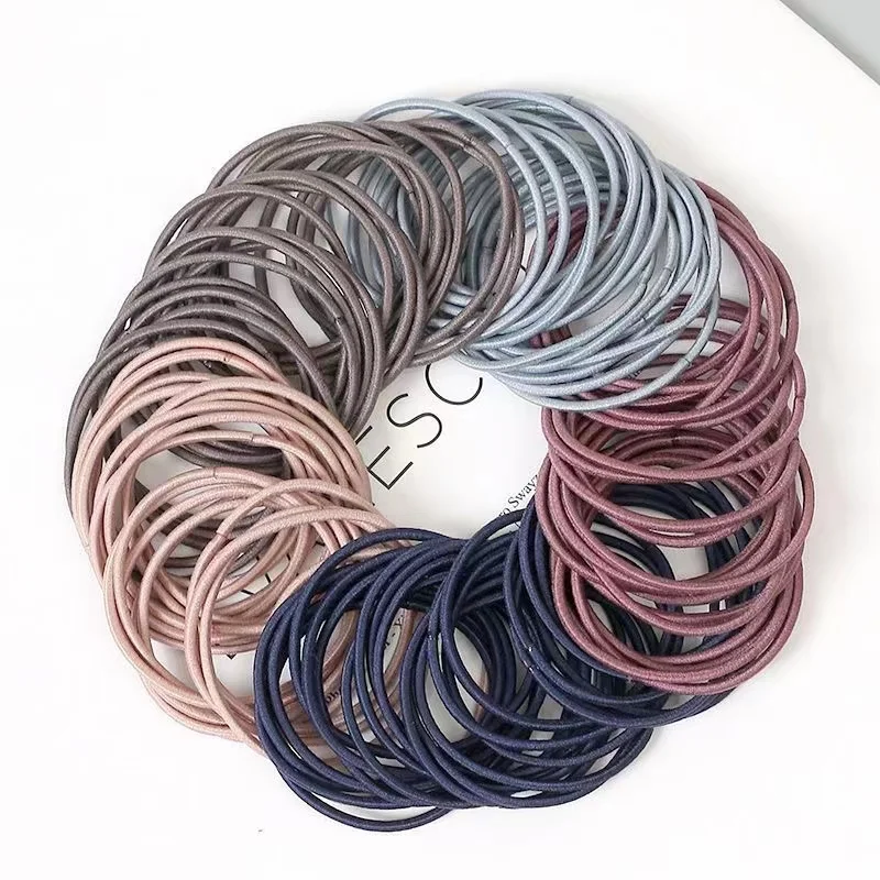 100Pcs 3.5CM Nylon Elastic Ponytail Hair Bands Durable Basic Daily Hair Accessories for Women Girls