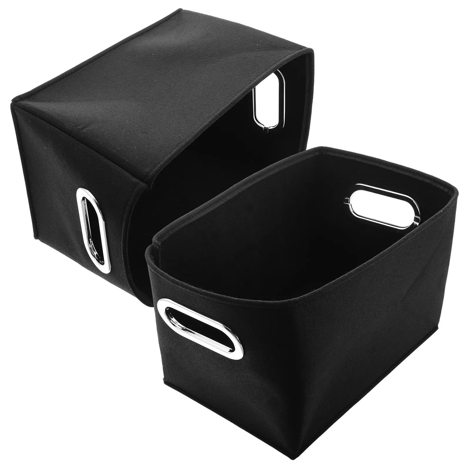 2Pcs High-Density Felt Storage Baskets Lightweight Collapsible Fabric Bins with Handles for Nursery Bedroom Living Room Towel