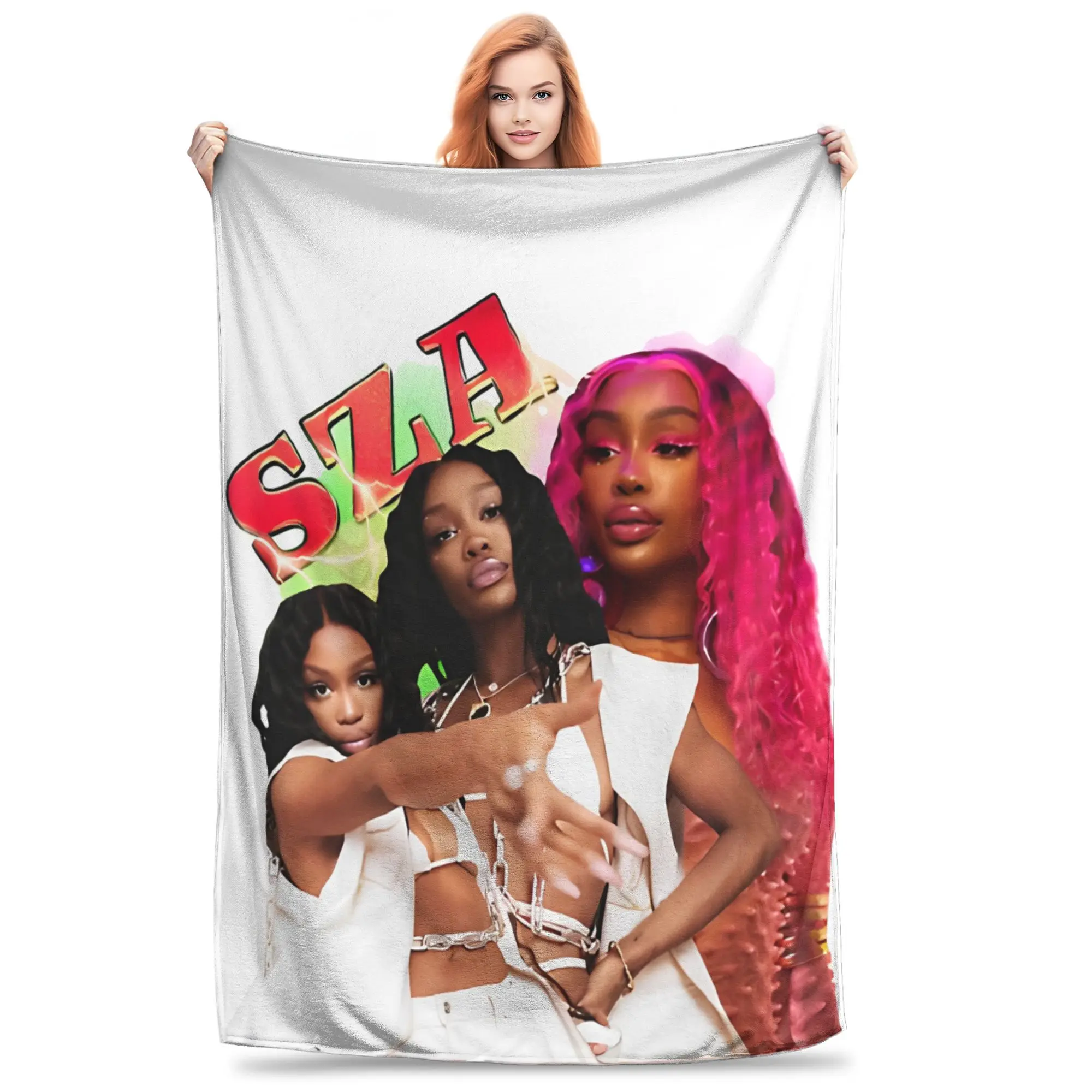 

Rapper SZA Flannel Blankets Hip Hop Customized Throw Blanket for Sofa Bedding Lounge 150*125cm Bedspread