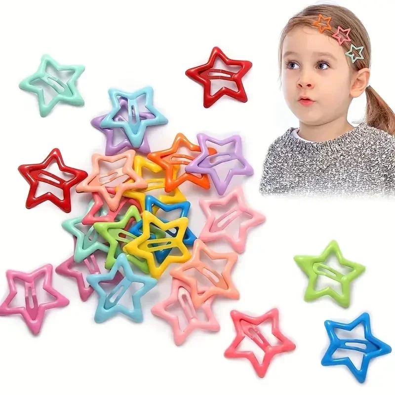 10 Pcs Colorfuly Dopamine Clips Y2K Star Bangs Grip Baby Five-pointed Star Claws Hair Braid Headedress BB Clips 아기 헤어핀