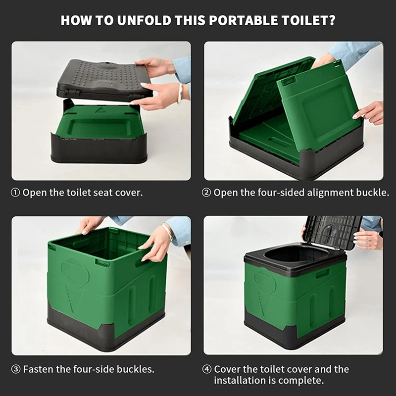 Outdoor Travel Portable Folding Toilet-Camping Potty Waterproof Car Toilet Bucket Toilet For Home/Outdoor/Boat