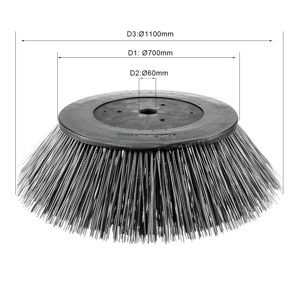 Zhenda Flat Steel Wire Dulevo 5000 Sweeper Cleaning Brush Road Cleaning Brush Front Side Broom