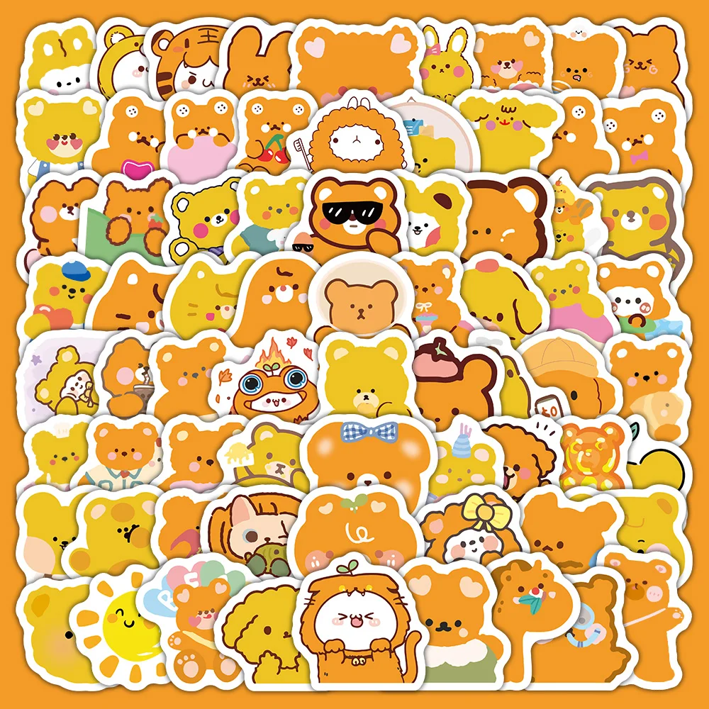 

10/30/50PCS Cartoon Orange Cute Bear Kawaii Funny Waterproof Graffiti Sticker Decoration Laptop Desk Water Cup Decal Kids Toy