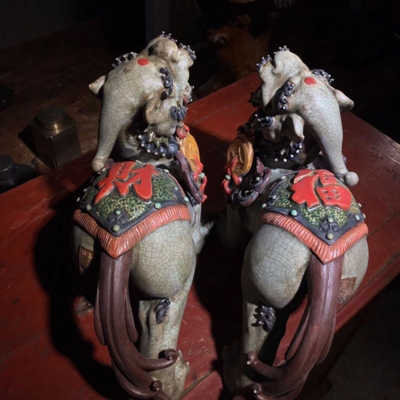 Home Ornament Office Feng Shui Pixiu A pair of ceramic high-end lucky Pixiu