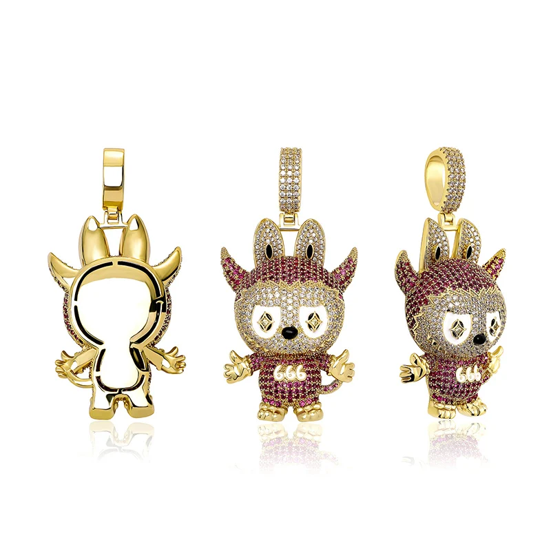 

Hip Hop 3A+ CZ Stone Paved Bling Iced Out 666 Cartoon Sheep Pendants Necklace for Men Rapper Jewelry Gift Drop Shipping