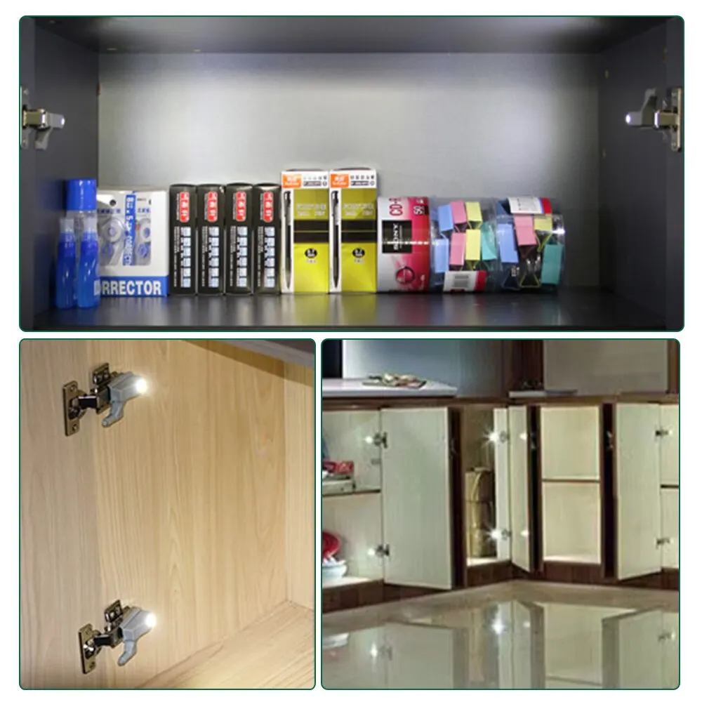 8PCS Universal LED Inner Hinge Lamp Cabinet Induction Lights Wardrobe Cupboard Sensor Lights Kitchen Closet Night Lamp