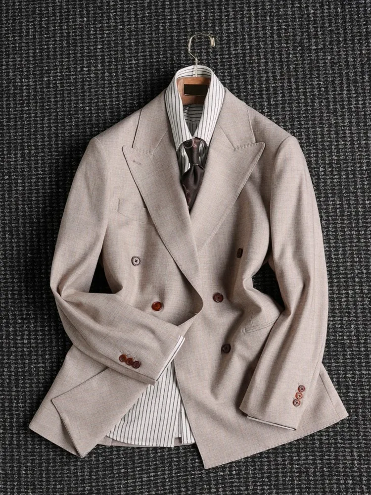 Leisure Male Turn Down Collar Long Sleeves Pockets Suits Single-Breasted Matching Sets Solid Color Straight Men Outfits