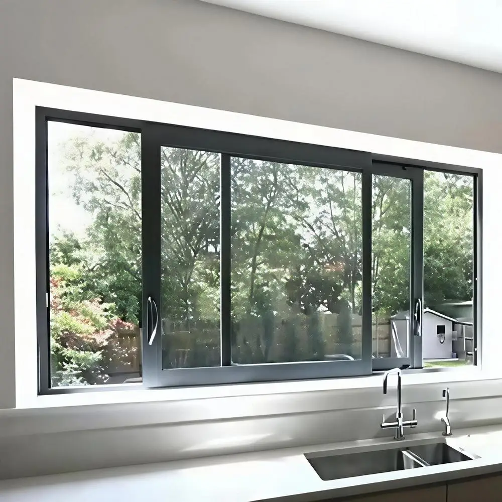 Modern Fashion Design Kitchen Large Size Glass Window Rainproof Manual Sliding Windows Long Lasting and Durable Sunshade Windows