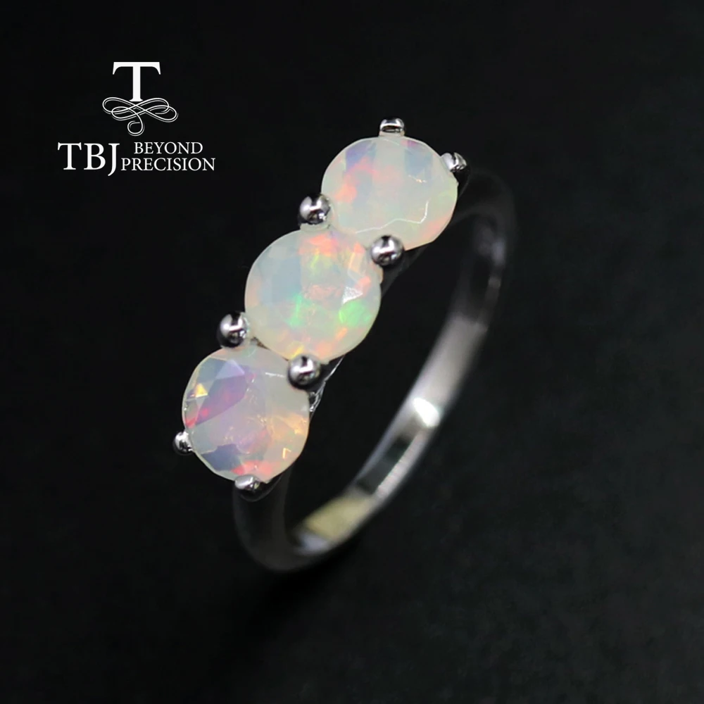 925 Sterling Silver Natural Opal Ring round 6mm  for Women Elegant  Gemstone Ring, Vintage Fine Jewelry, Gift for Her