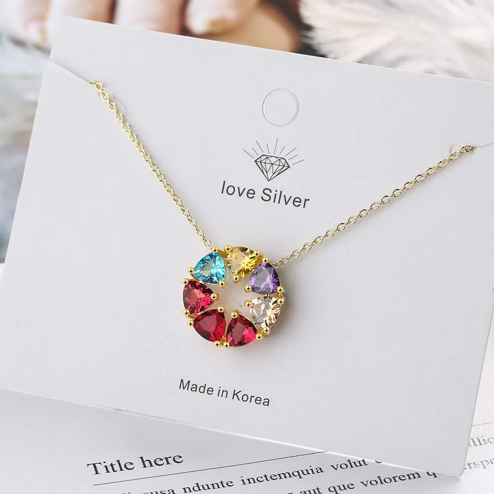 قلادة ذهبية اللون من الفضة الإسترليني عيار 925 مع الماس الملون الزركون هدية الذكرى السنوية لحفلات أعياد الميلاد #3