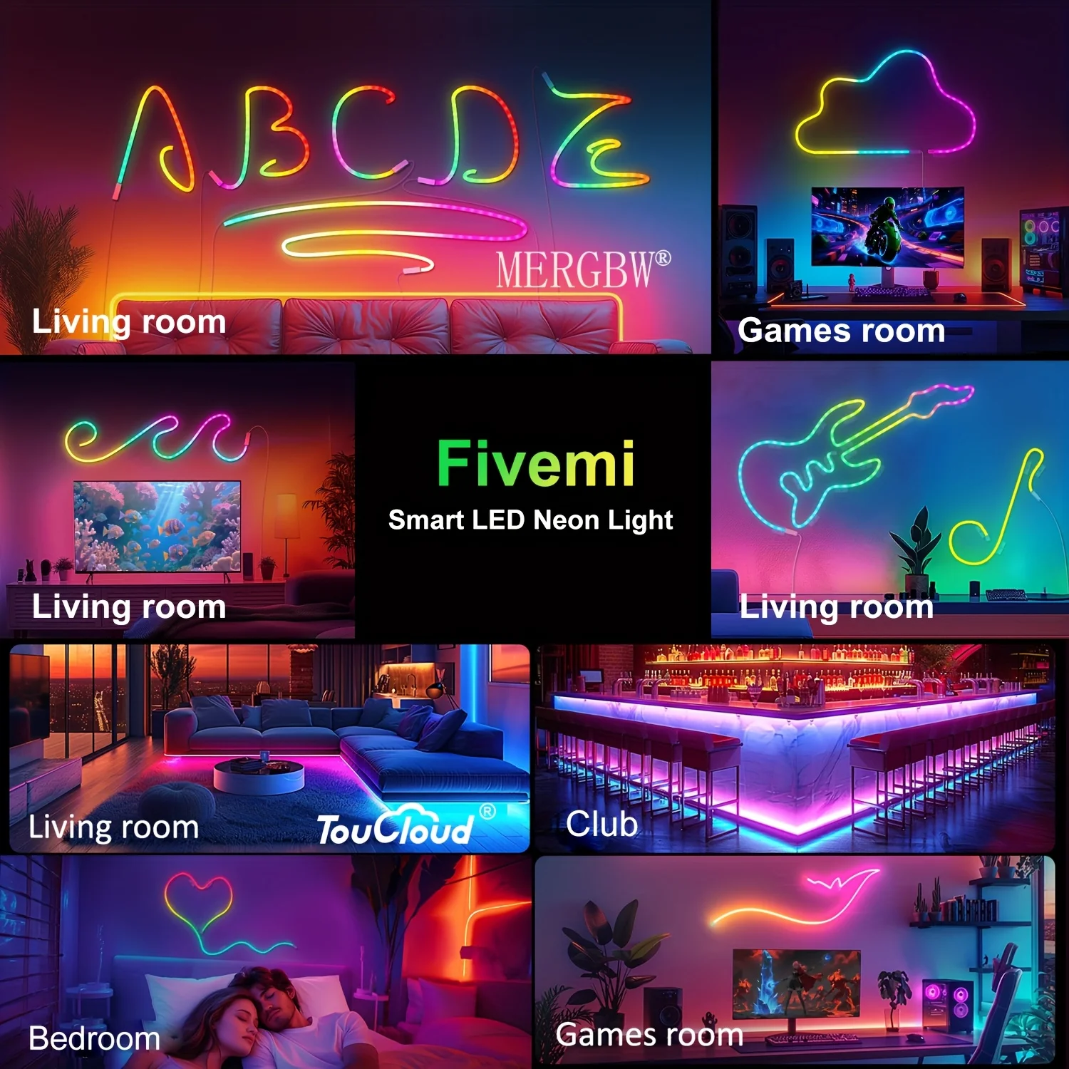 5V Dream Color RGBIC Neon LED Strip USB Powered Bluetooth APP Music Sync Rope Light for Party, Christmas, Bedroom Ambient Lamp